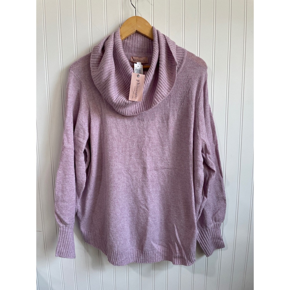 Philosophy Woman Cowl Neck Sweater Lilac Heather Purple‎ Knit Top 2X NEW